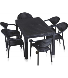 MESA MIJAS POLIPROPILENO NEGRO 150 X 90 CM