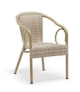SILLÓN ADANA APILABLE ALUMINIO Y RATÁN BEIGE